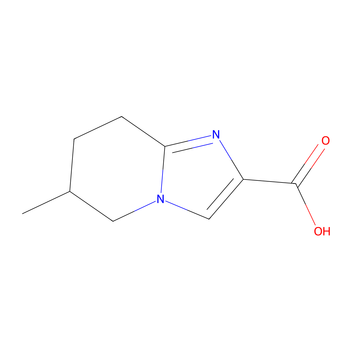 6-methyl-5H,6H,7H,8H-imidazo[1,2-a]pyridine-2-carboxylic acid molecular structure, CAS 1517101-28-8