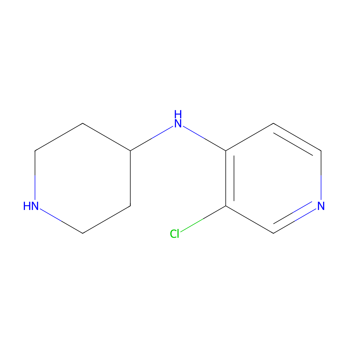 3-chloro-N-(piperidin-4-yl)pyridin-4-amine molecular structure, CAS 1517110-55-2