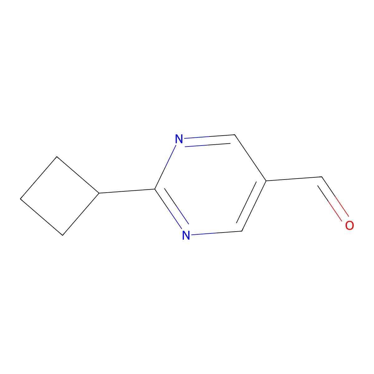 2-Cyclobutylpyrimidine-5-carbaldehyde molecular structure, CAS 1517117-22-4