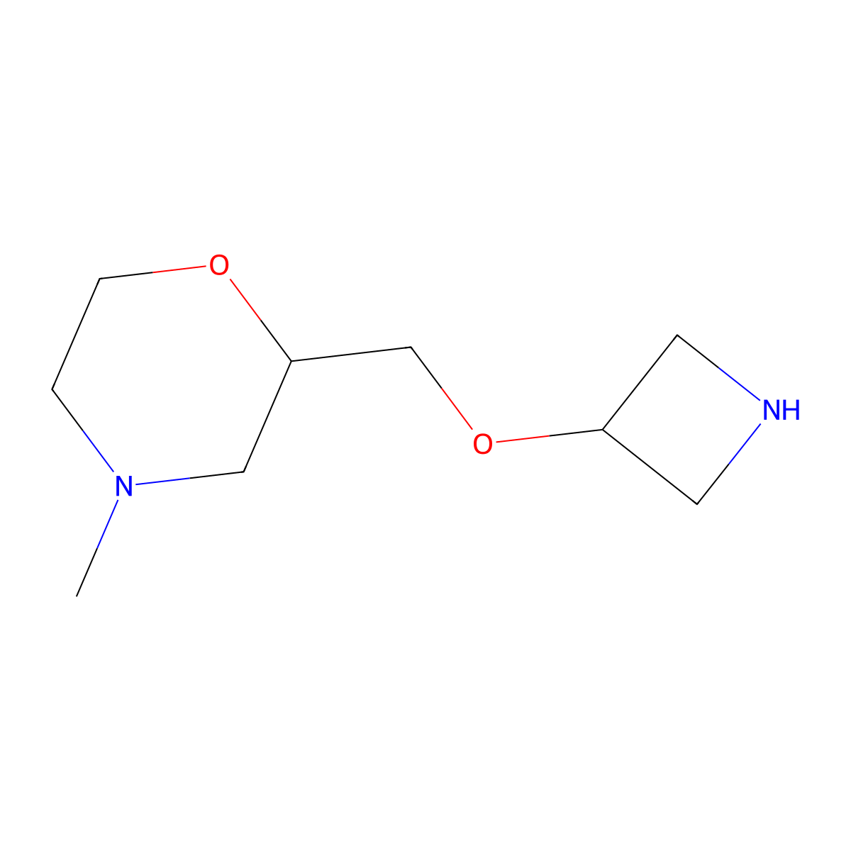 2-[(Azetidin-3-yloxy)methyl]-4-methylmorpholine molecular structure, CAS 1517122-35-8