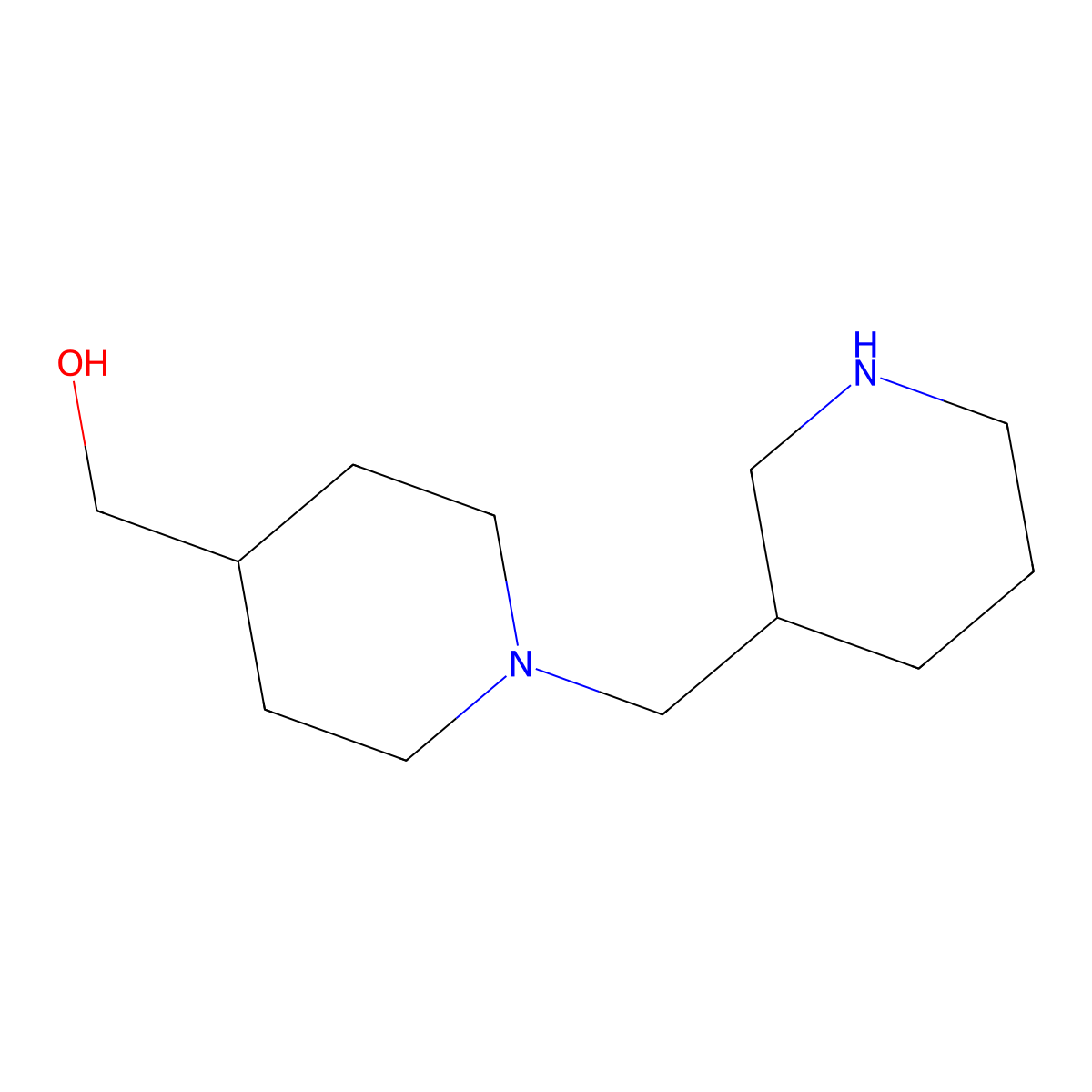 {1-[(Piperidin-3-yl)methyl]piperidin-4-yl}methanol molecular structure, CAS 1517128-35-6