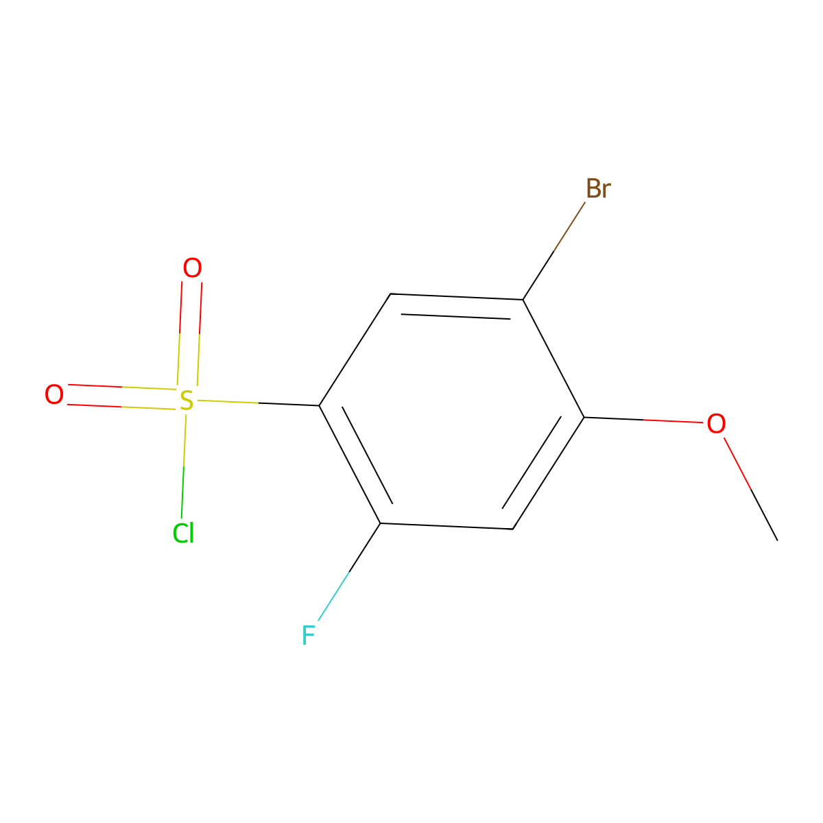 5-Bromo-2-fluoro-4-methoxybenzene-1-sulfonyl chloride molecular structure, CAS 1517141-59-1
