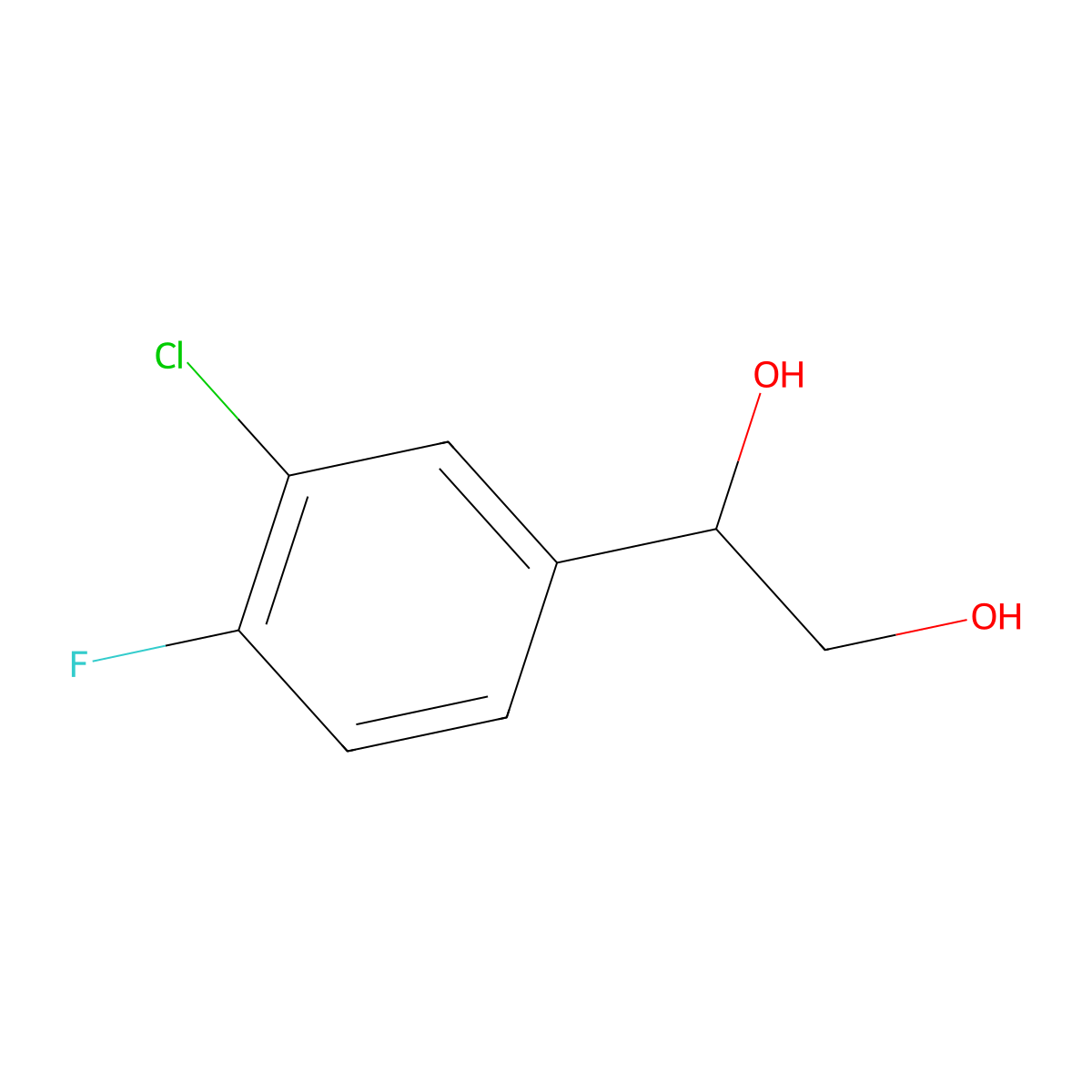 1-(3-Chloro-4-fluorophenyl)ethane-1,2-diol molecular structure, CAS 1517145-18-4