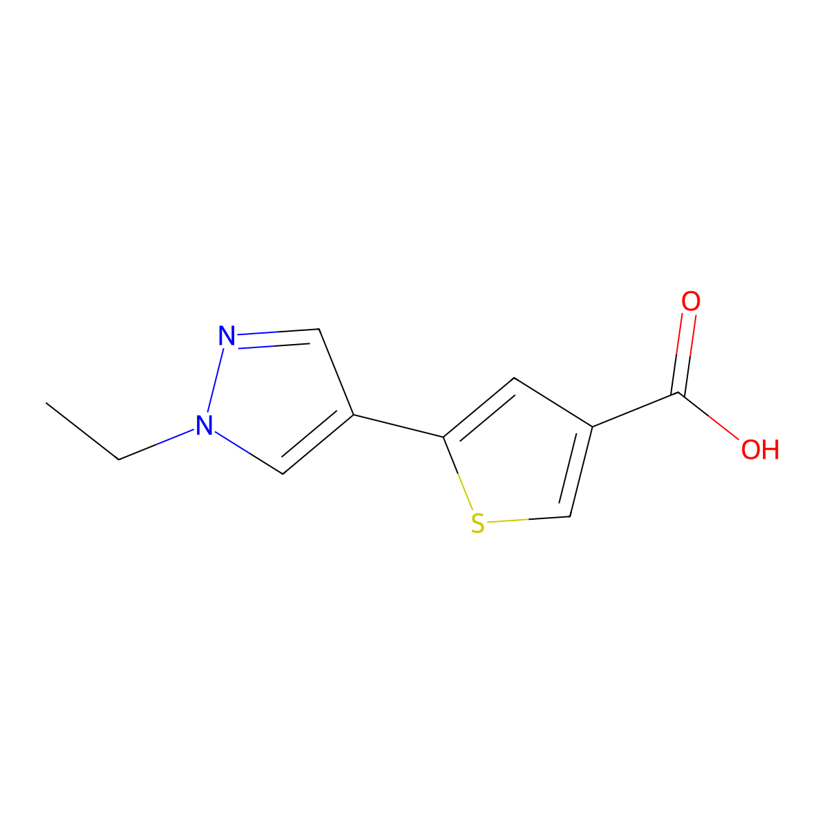 5-(1-ethyl-1H-pyrazol-4-yl)thiophene-3-carboxylic acid molecular structure, CAS 1517154-05-0