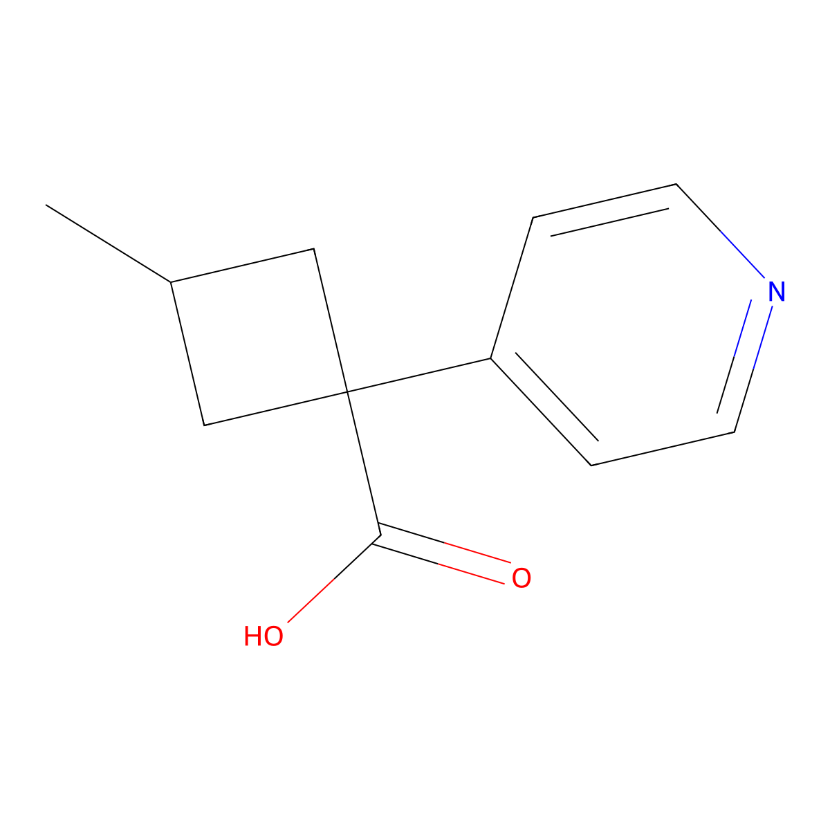3-Methyl-1-(pyridin-4-yl)cyclobutane-1-carboxylic acid molecular structure, CAS 1517172-55-2