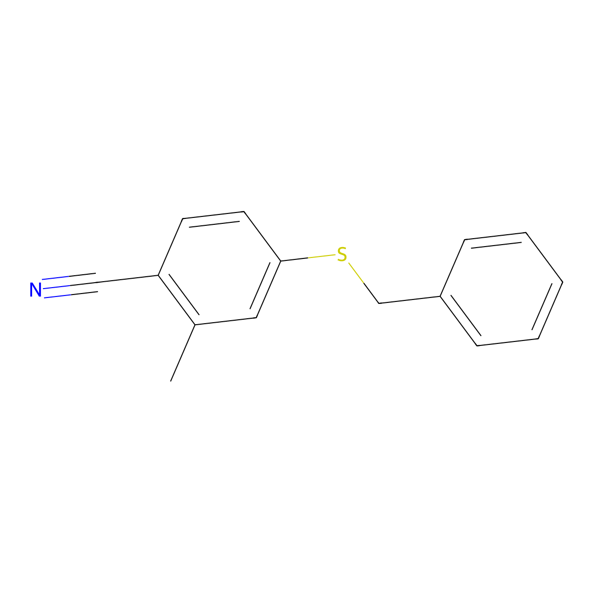 4-(Benzylsulfanyl)-2-methylbenzonitrile molecular structure, CAS 1517172-70-1