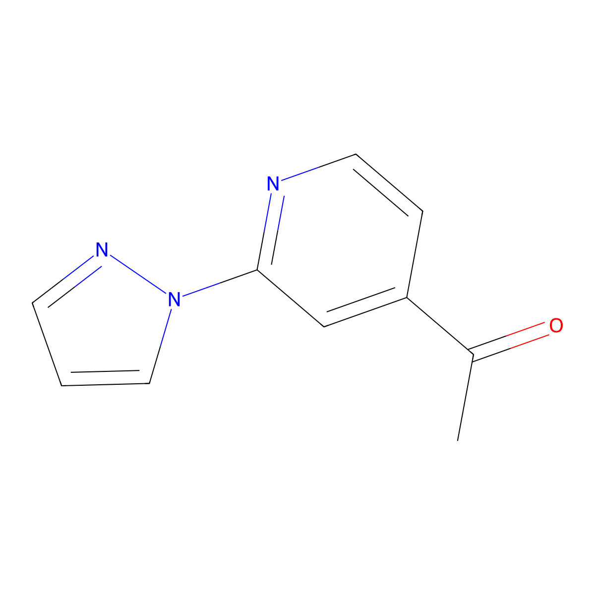 1-[2-(1H-Pyrazol-1-YL)pyridin-4-YL]ethan-1-one molecular structure, CAS 1517176-37-2