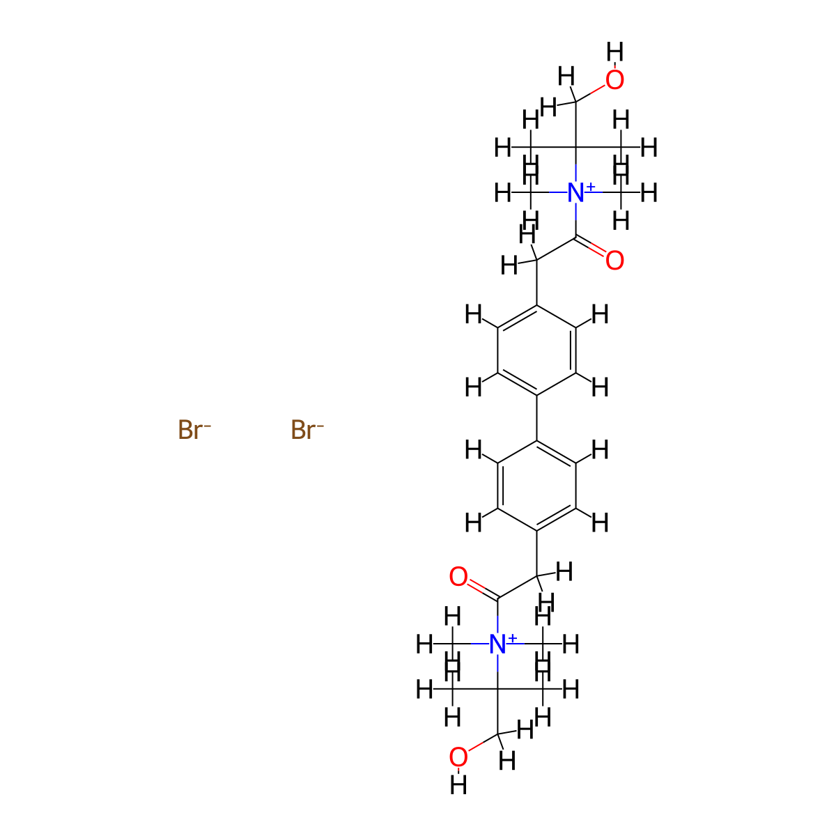 Ammonium, (4,4'-biphenylenebis(2-oxoethylene))bis(dimethyl(1,1-dimethyl-2-hydroxyethyl)-, dibromide, hemihydrate molecular structure, CAS 15172-75-5