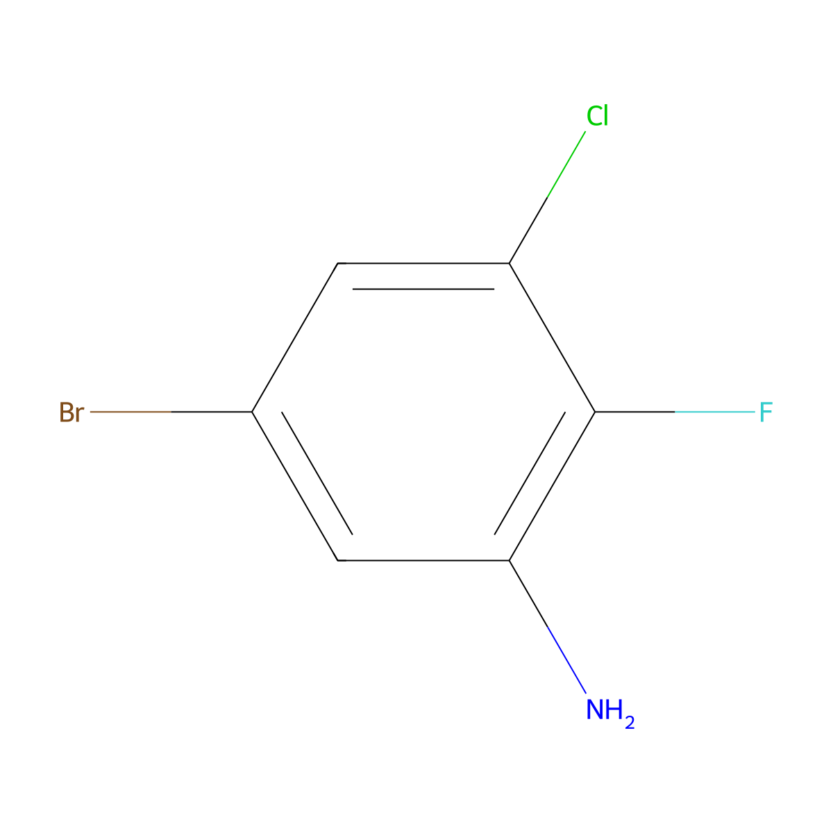 5-Bromo-3-chloro-2-fluoroaniline molecular structure, CAS 1517200-74-6