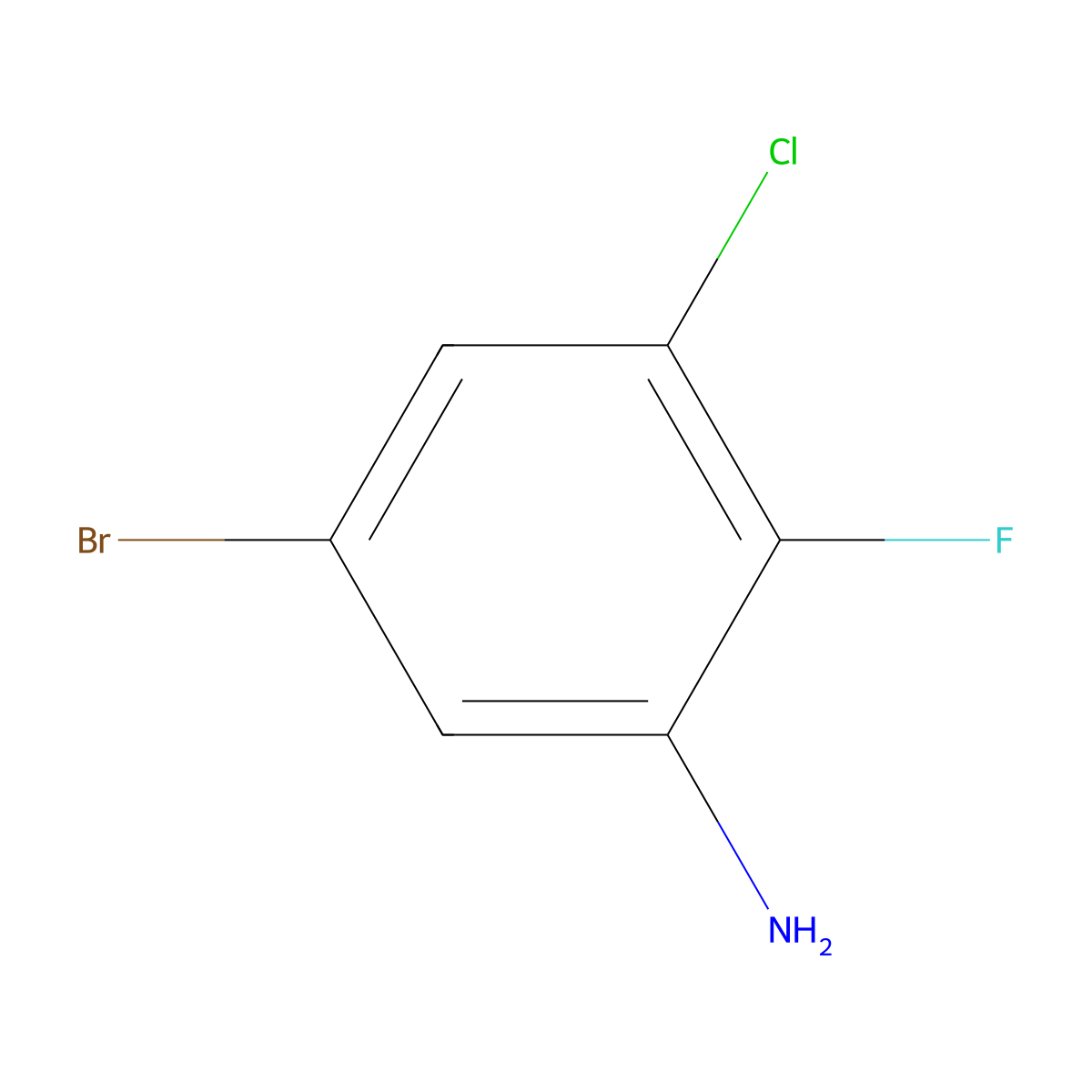 5-Bromo-3-chloro-2-fluoroaniline molecular structure, CAS 1517200-74-6