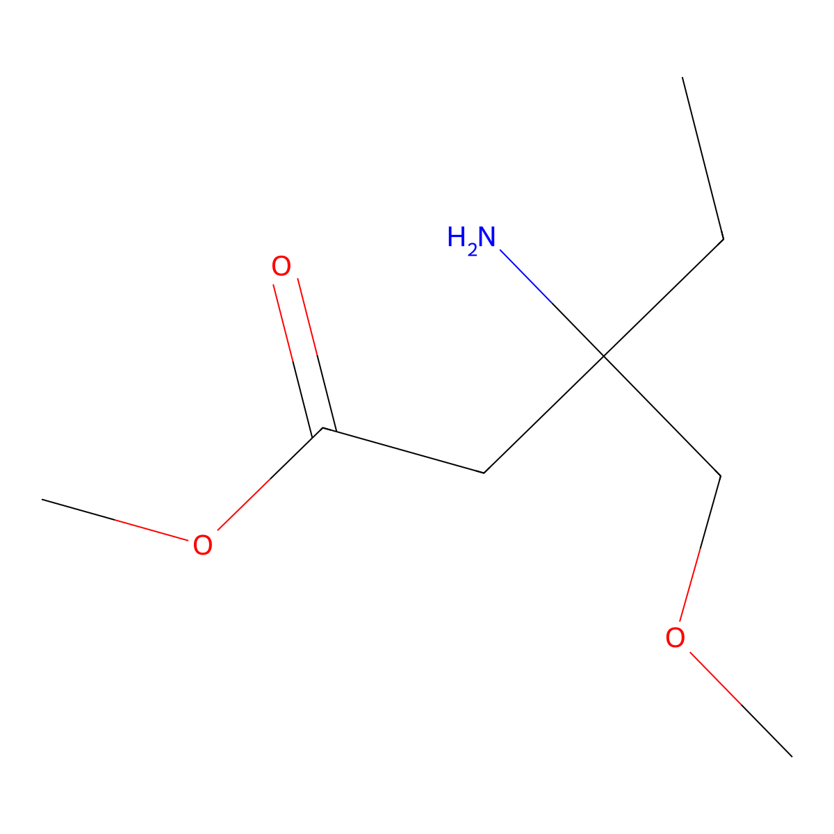 Methyl 3-amino-3-(methoxymethyl)pentanoate molecular structure, CAS 1517213-88-5