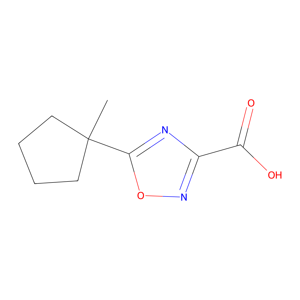 5-(1-Methylcyclopentyl)-1,2,4-oxadiazole-3-carboxylic acid molecular structure, CAS 1517226-26-4