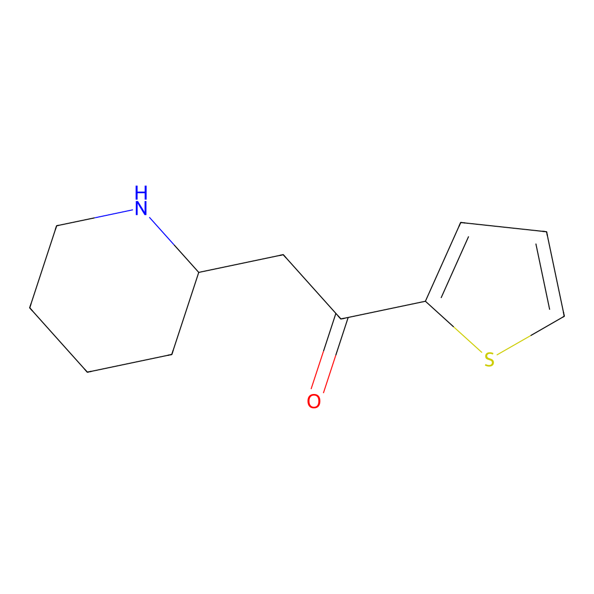 2-(Piperidin-2-yl)-1-(thiophen-2-yl)ethan-1-one molecular structure, CAS 1517228-54-4