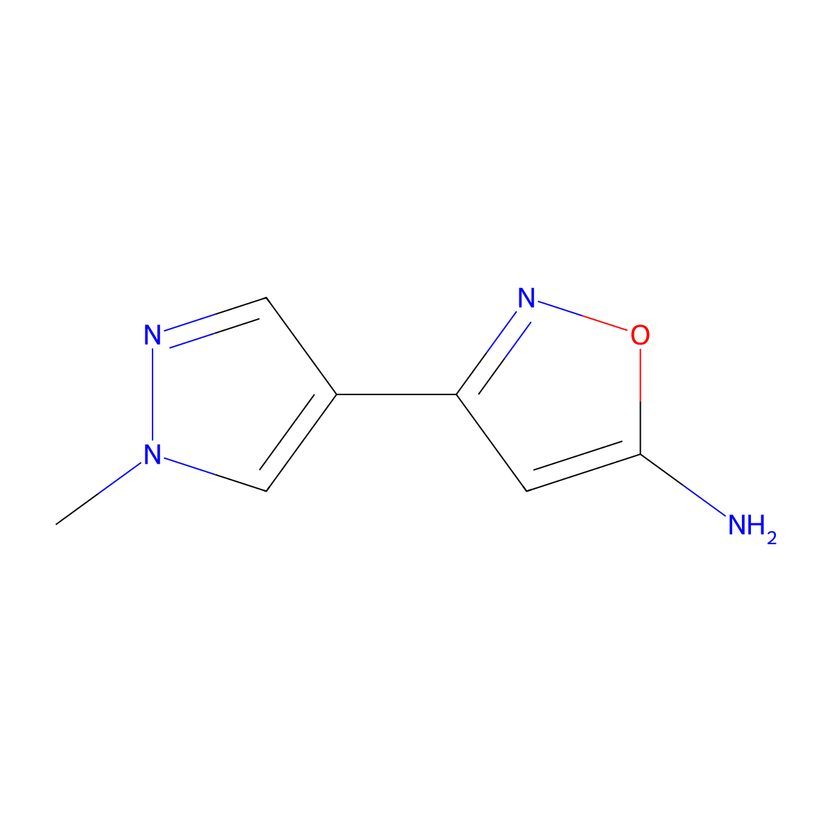 3-(1-Methyl-1H-pyrazol-4-yl)isoxazol-5-amine molecular structure, CAS 1517229-85-4