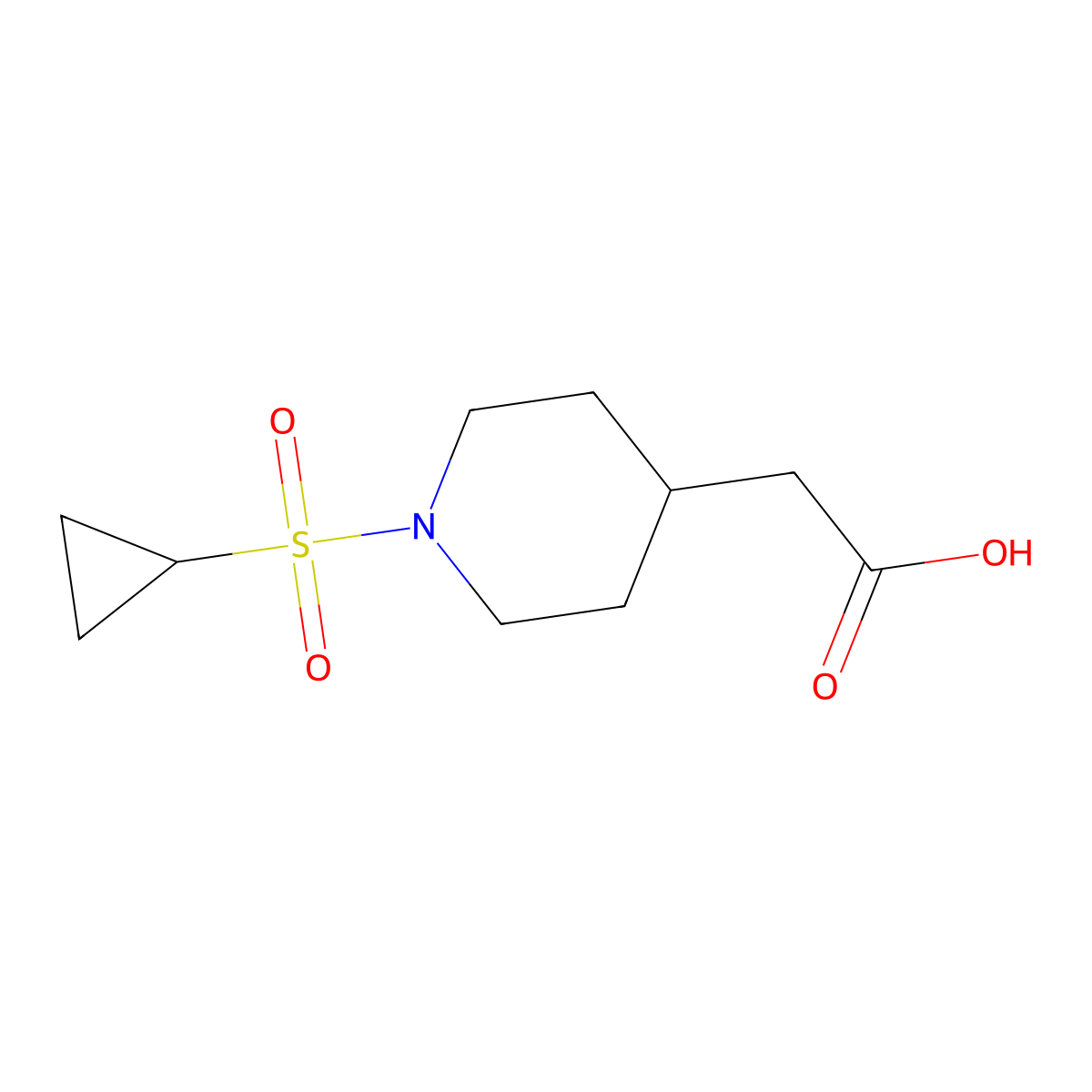 (1-Cyclopropanesulfonyl-piperidin-4-yl)-acetic acid molecular structure, CAS 1517232-24-4