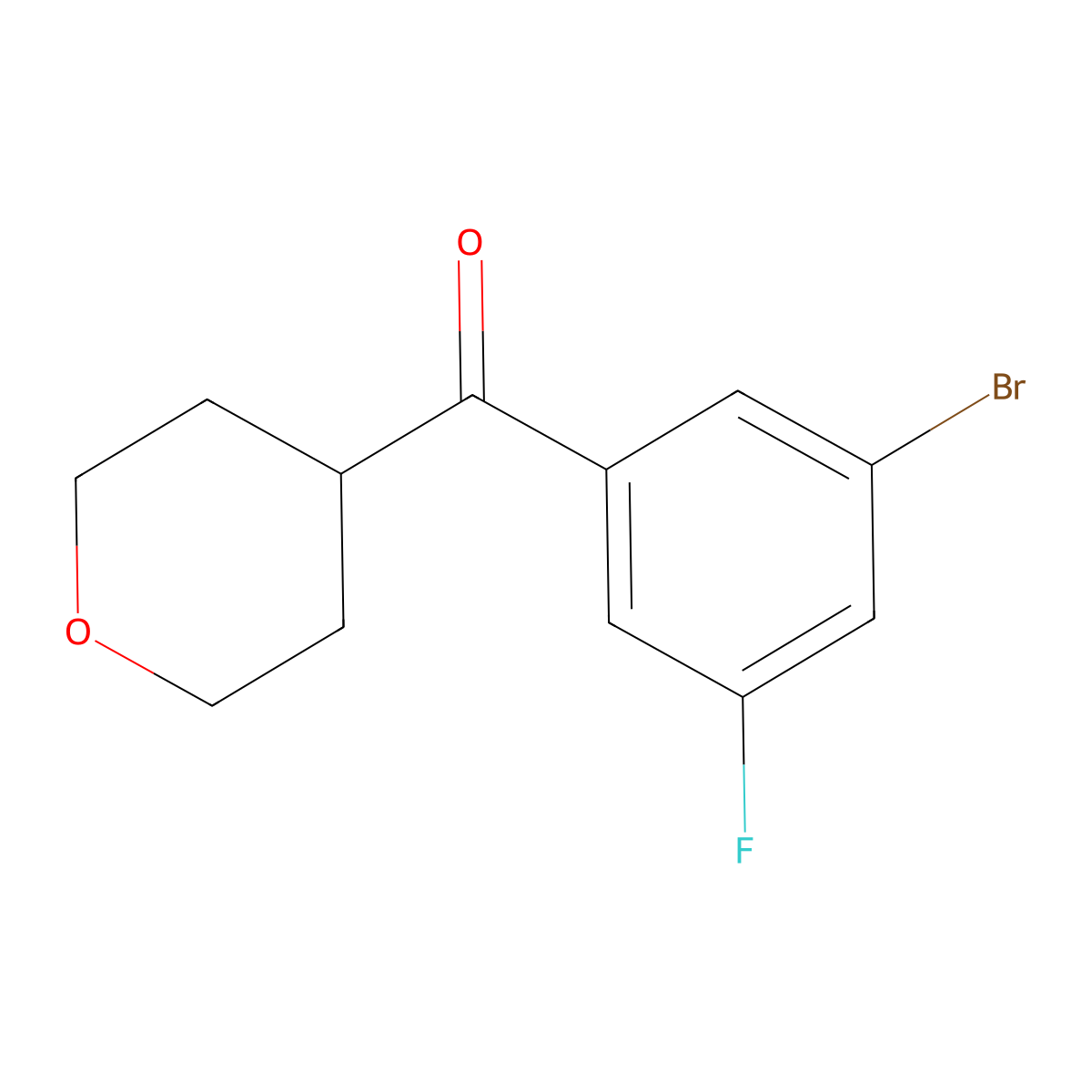 (3-Bromo-5-fluorophenyl)(tetrahydro-2H-pyran-4-yl)methanone molecular structure, CAS 1517240-24-2