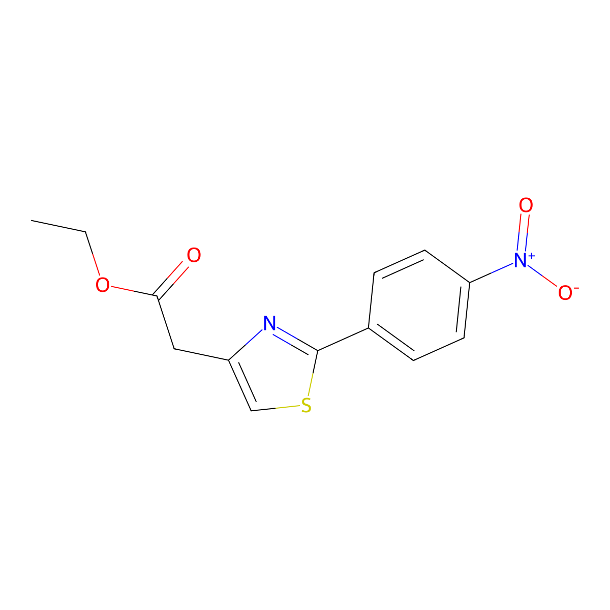 Ethyl 2-[2-(4-nitrophenyl)-1,3-thiazol-4-yl]acetate molecular structure, CAS 1517244-65-3
