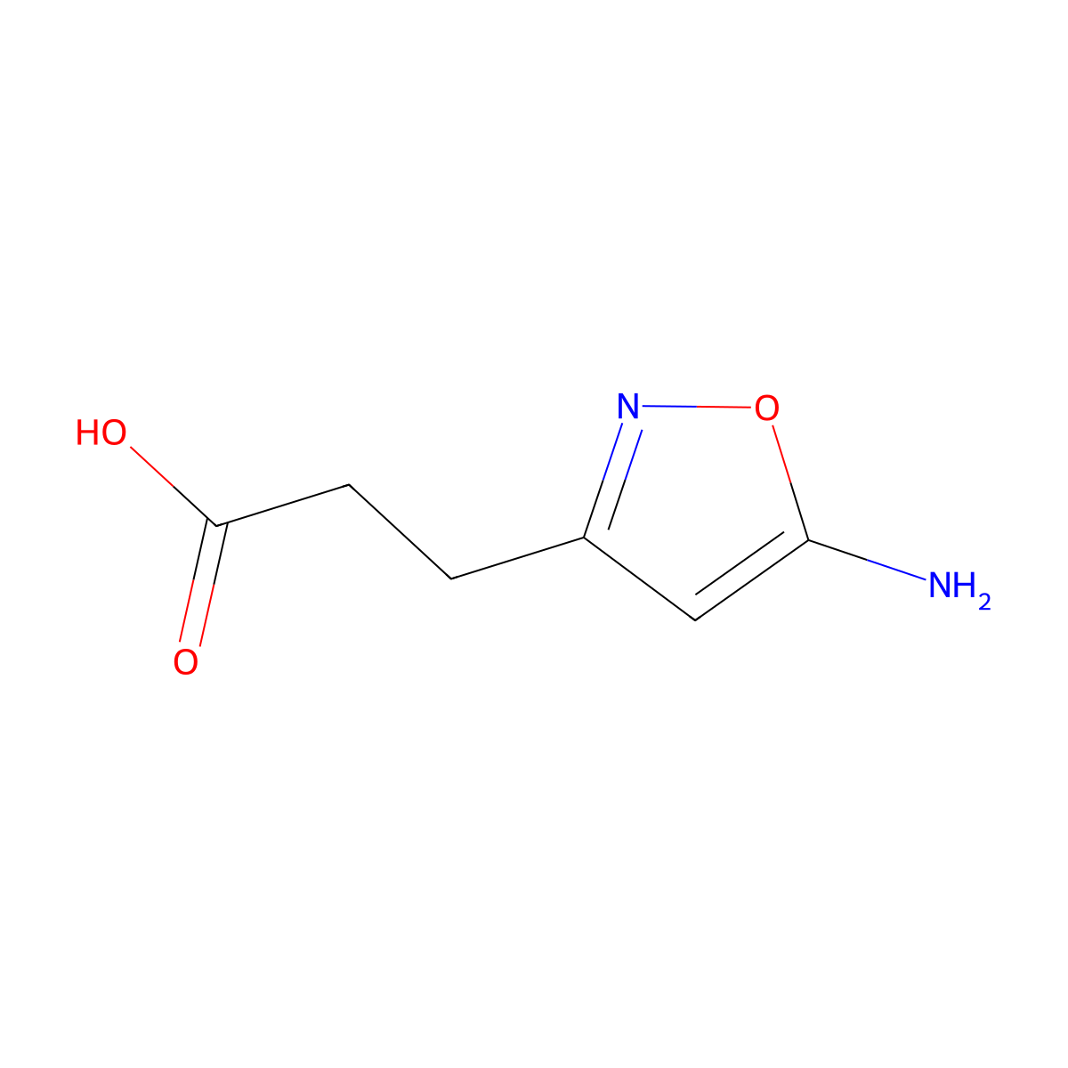 3-(5-Amino-1,2-oxazol-3-yl)propanoic acid molecular structure, CAS 1517249-74-9