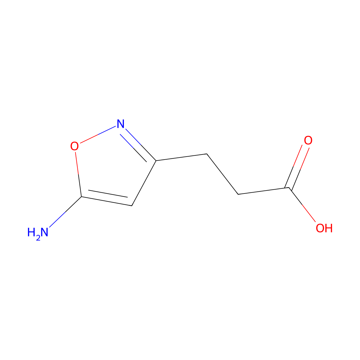 3-(5-Amino-1,2-oxazol-3-yl)propanoic acid molecular structure, CAS 1517249-74-9