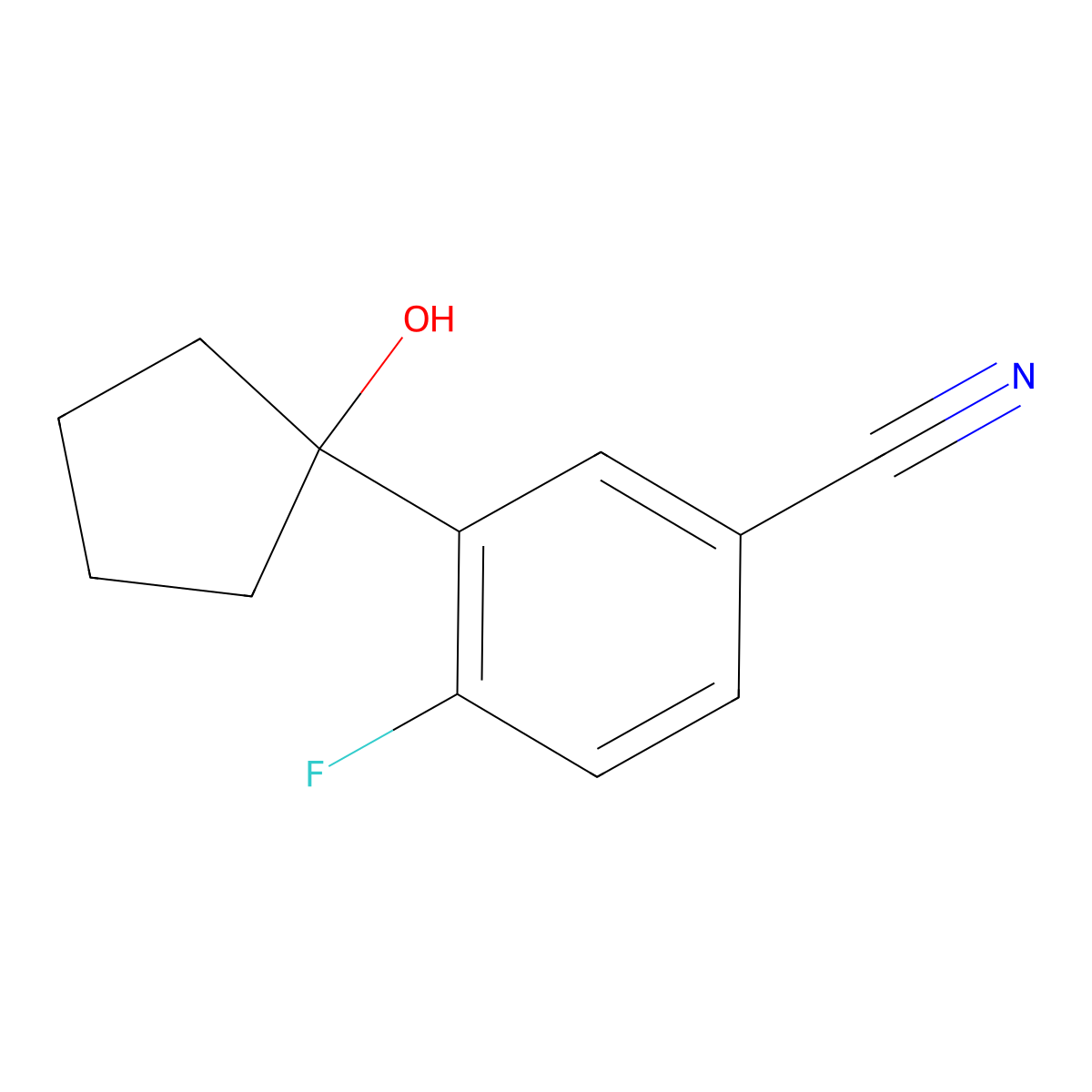 4-Fluoro-3-(1-hydroxycyclopentyl)benzonitrile molecular structure, CAS 1517253-53-0