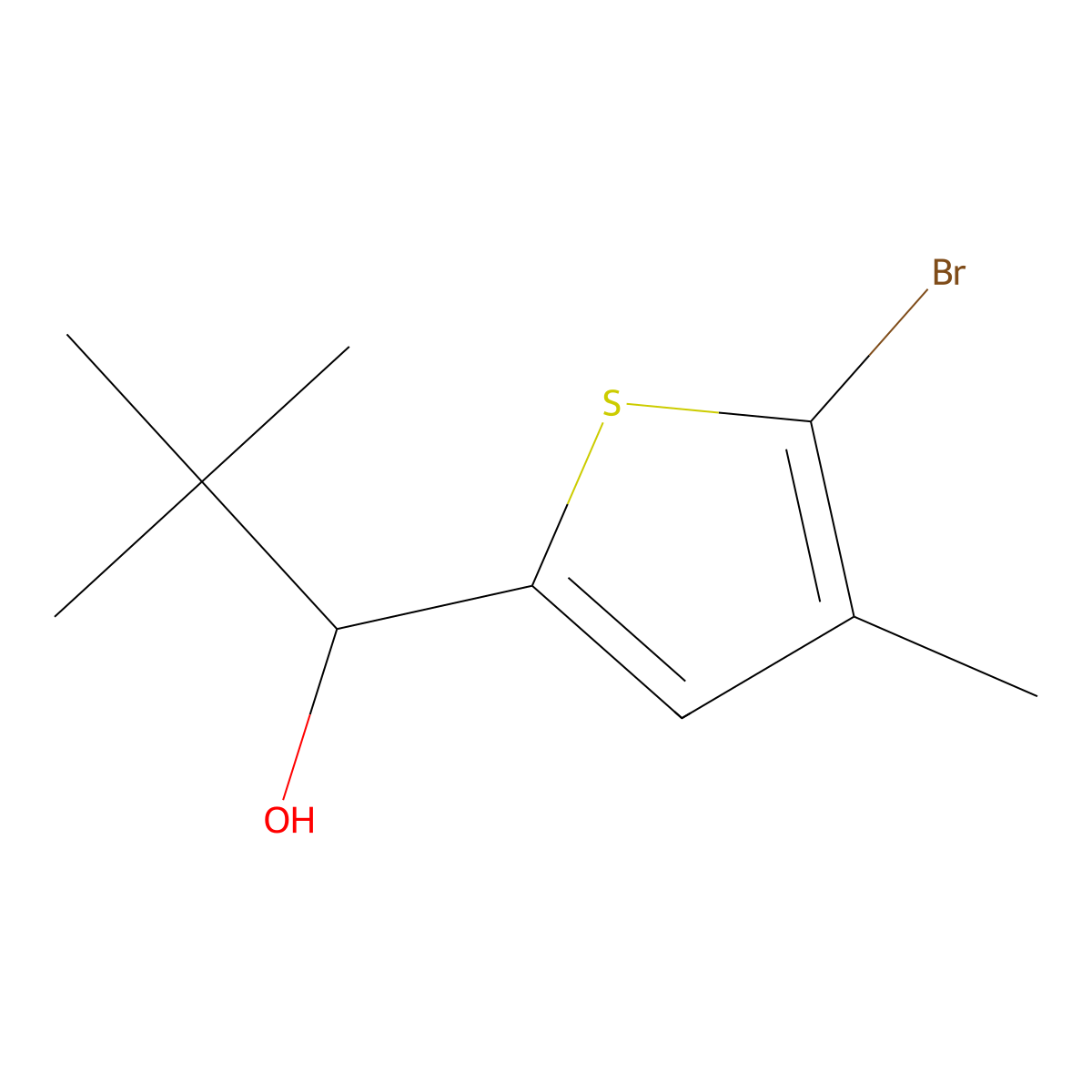1-(5-Bromo-4-methylthiophen-2-yl)-2,2-dimethylpropan-1-ol molecular structure, CAS 1517261-03-8