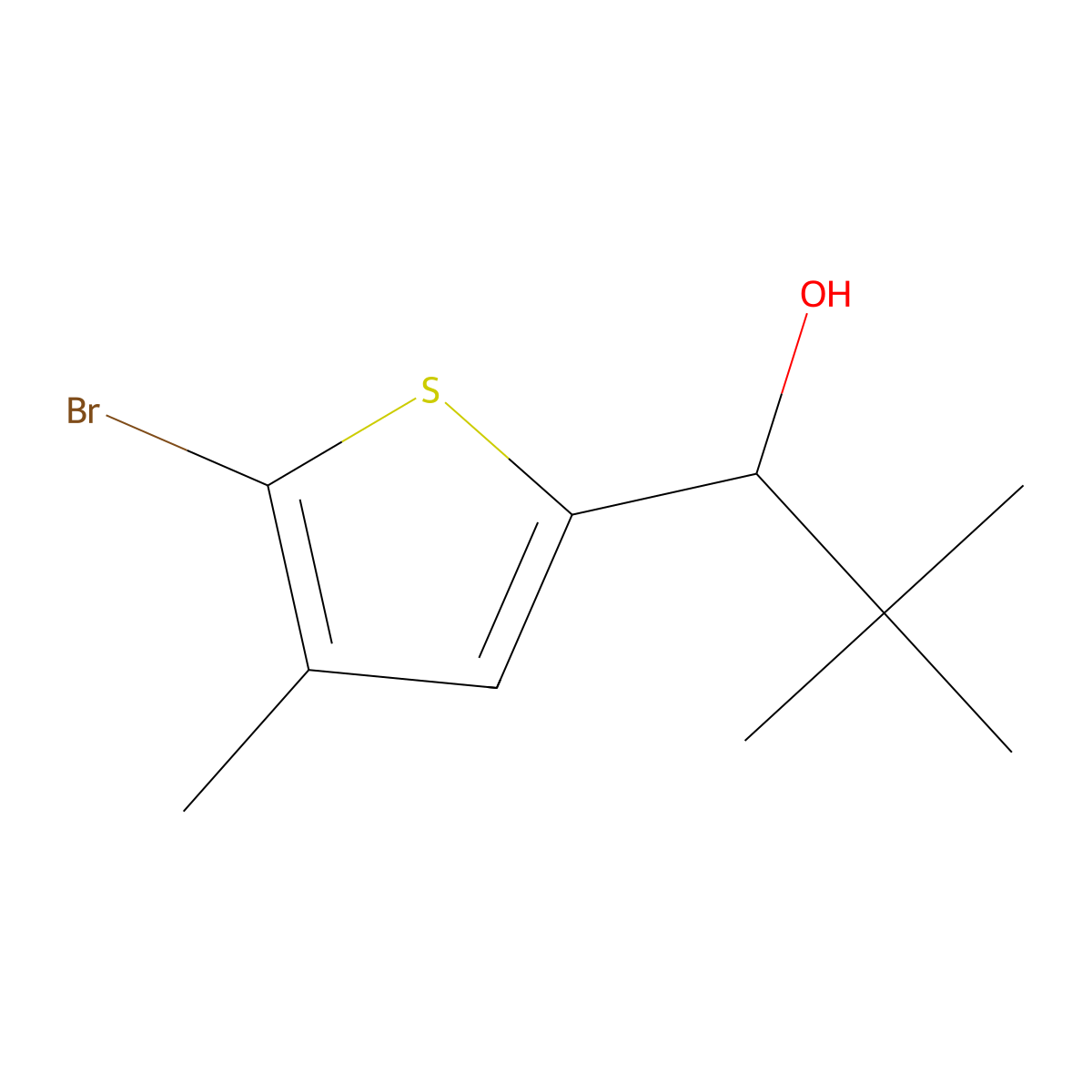 1-(5-Bromo-4-methylthiophen-2-yl)-2,2-dimethylpropan-1-ol molecular structure, CAS 1517261-03-8