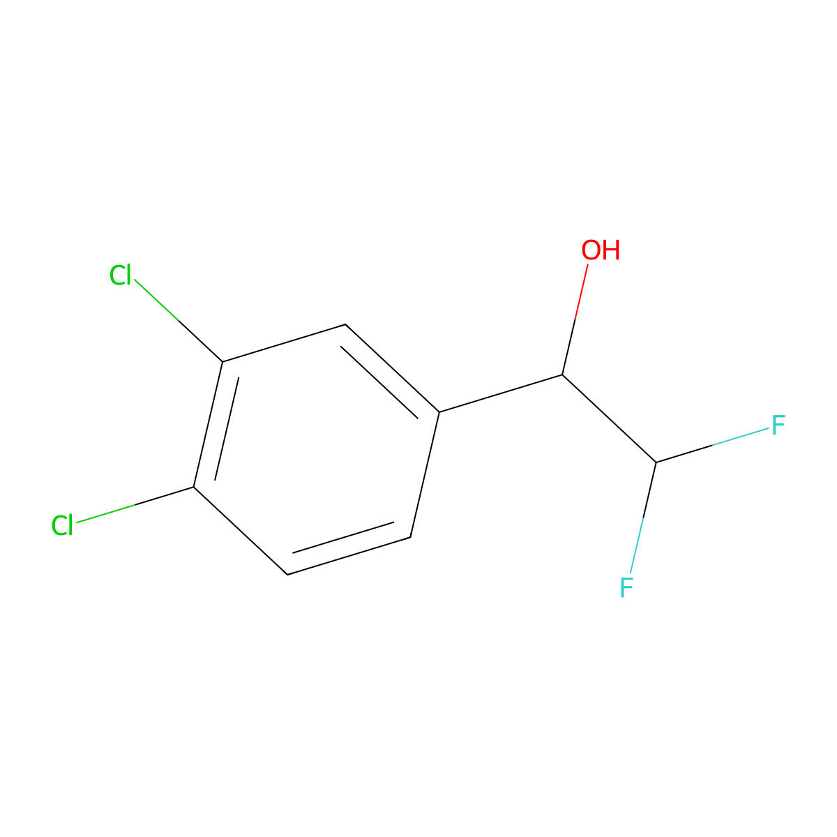 1-(3,4-Dichlorophenyl)-2,2-difluoroethan-1-ol molecular structure, CAS 1517261-92-5
