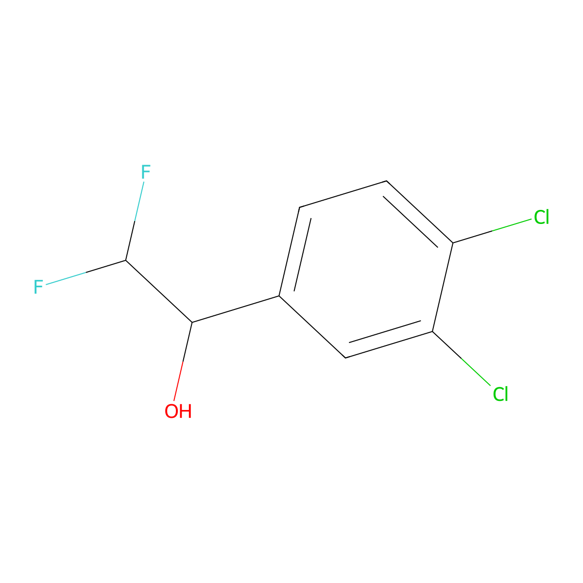 1-(3,4-Dichlorophenyl)-2,2-difluoroethan-1-ol molecular structure, CAS 1517261-92-5
