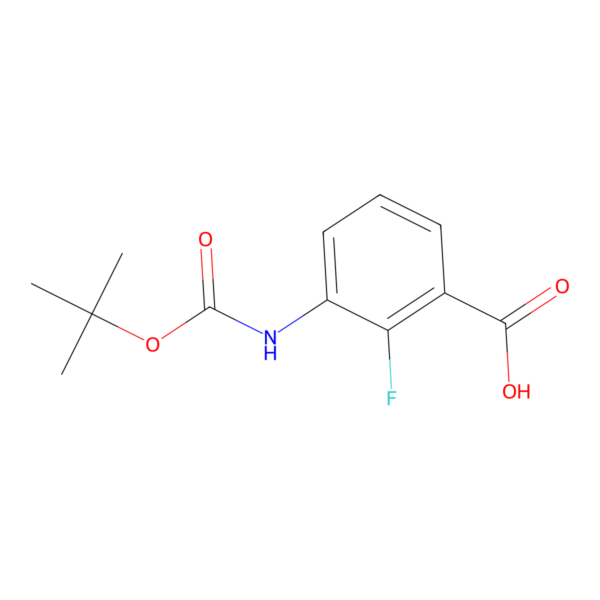 3-(((Tert-butoxy)carbonyl)amino)-2-fluorobenzoic acid molecular structure, CAS 1517265-62-1