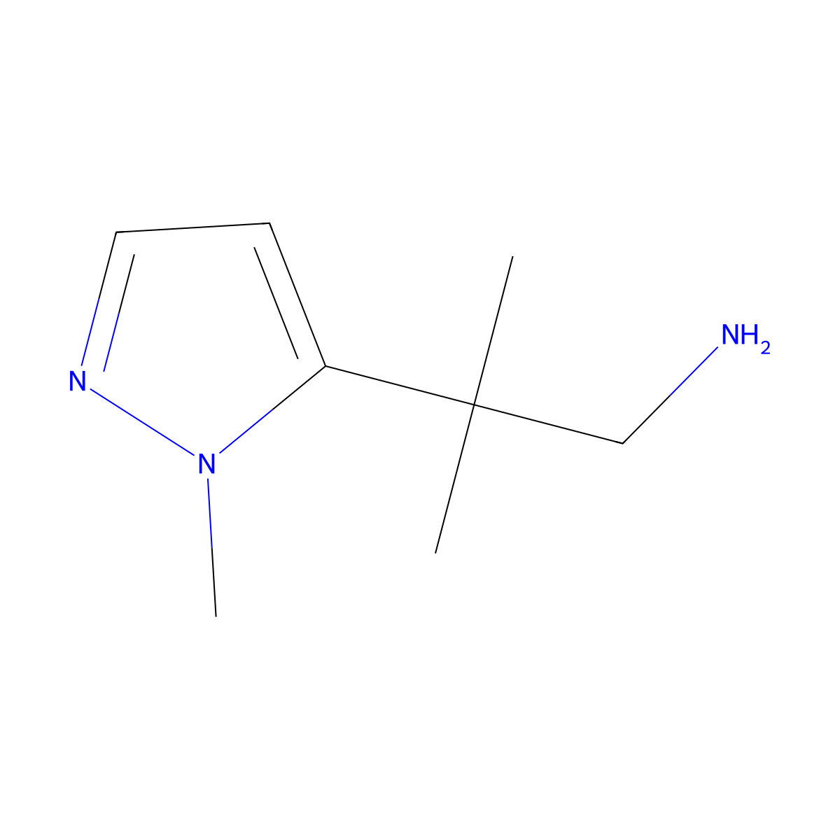 2-methyl-2-(1-methyl-1H-pyrazol-5-yl)propan-1-amine molecular structure, CAS 1517288-33-3