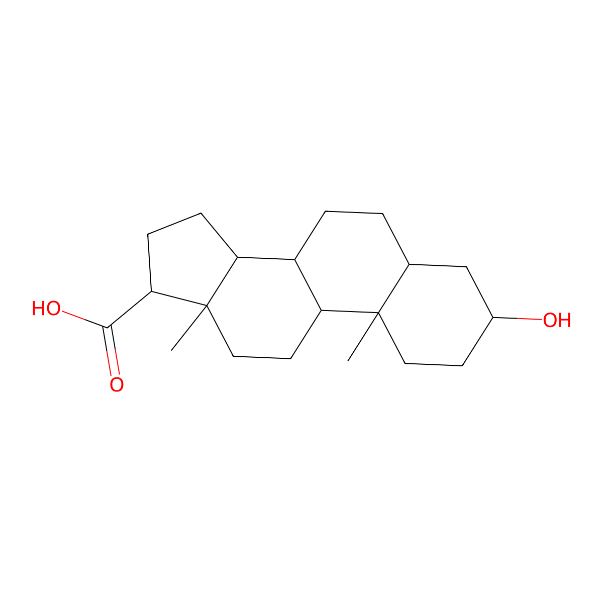 3-hydroxy-10,13-dimethyl-2,3,4,5,6,7,8,9,11,12,14,15,16,17-tetradecahydro-1H-cyclopenta[a]phenanthrene-17-carboxylic acid molecular structure, CAS 15173-54-3