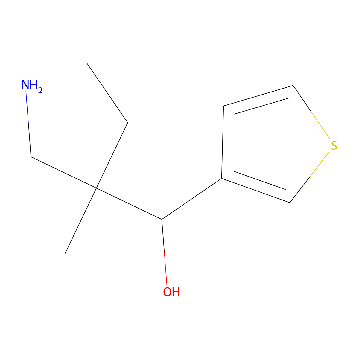2-(Aminomethyl)-2-methyl-1-(thiophen-3-yl)butan-1-ol molecular structure, CAS 1517309-08-8