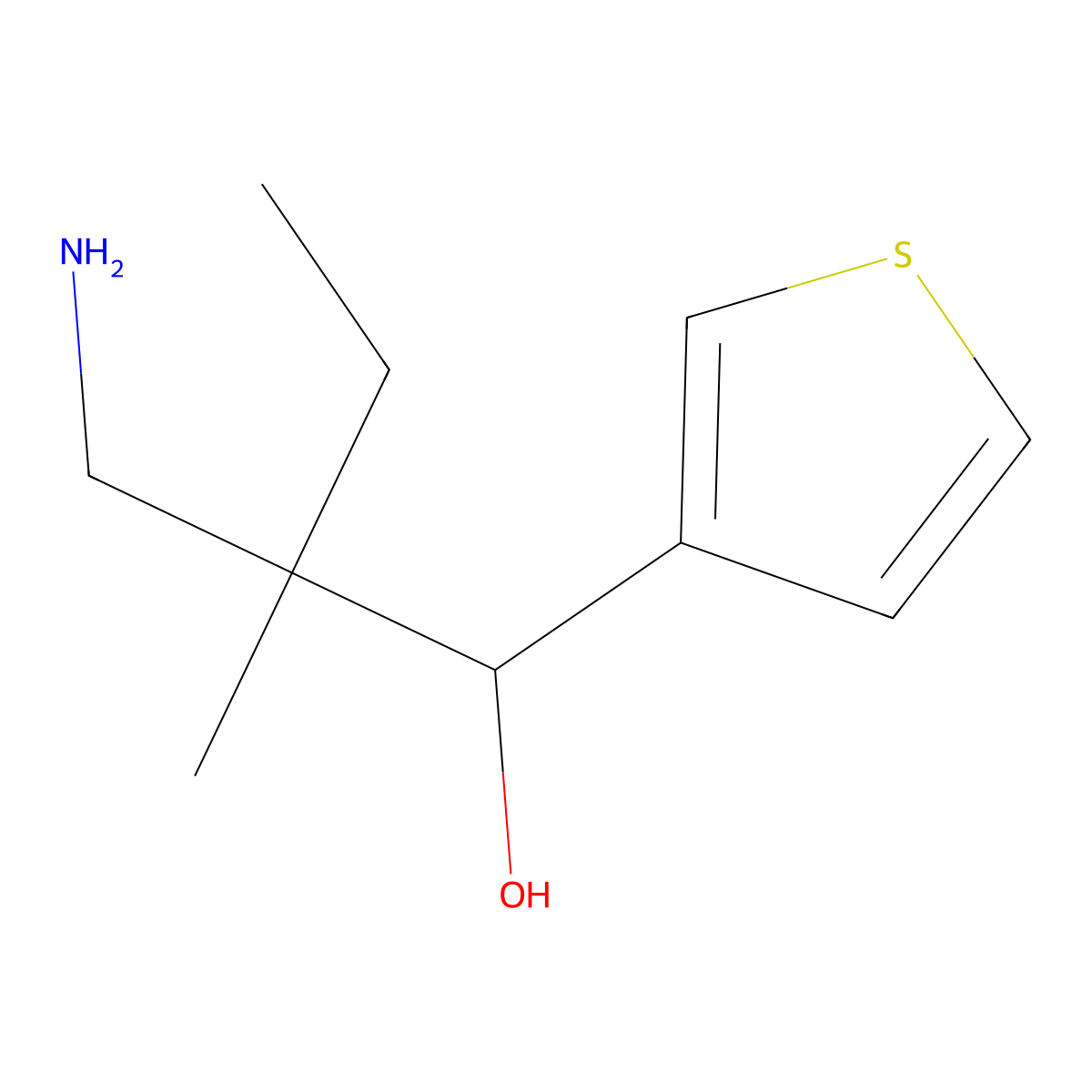 2-(Aminomethyl)-2-methyl-1-(thiophen-3-yl)butan-1-ol molecular structure, CAS 1517309-08-8