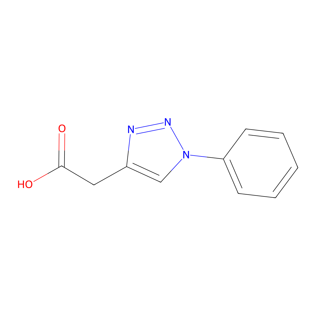2-(1-phenyl-1H-1,2,3-triazol-4-yl)acetic acid molecular structure, CAS 1517323-52-2