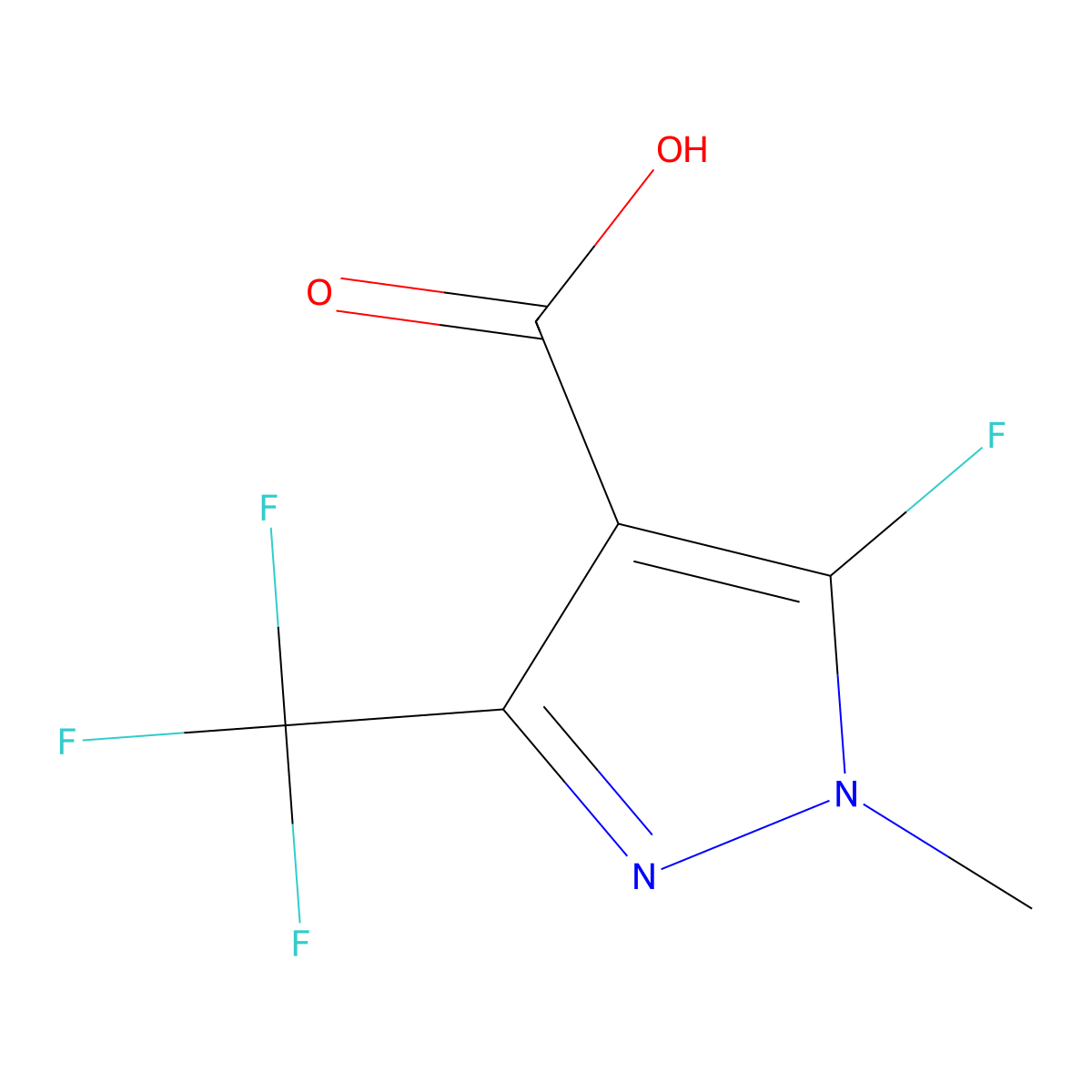 5-Fluoro-1-methyl-3-(trifluoromethyl)-1H-pyrazole-4-carboxylic acid molecular structure, CAS 151734-01-9