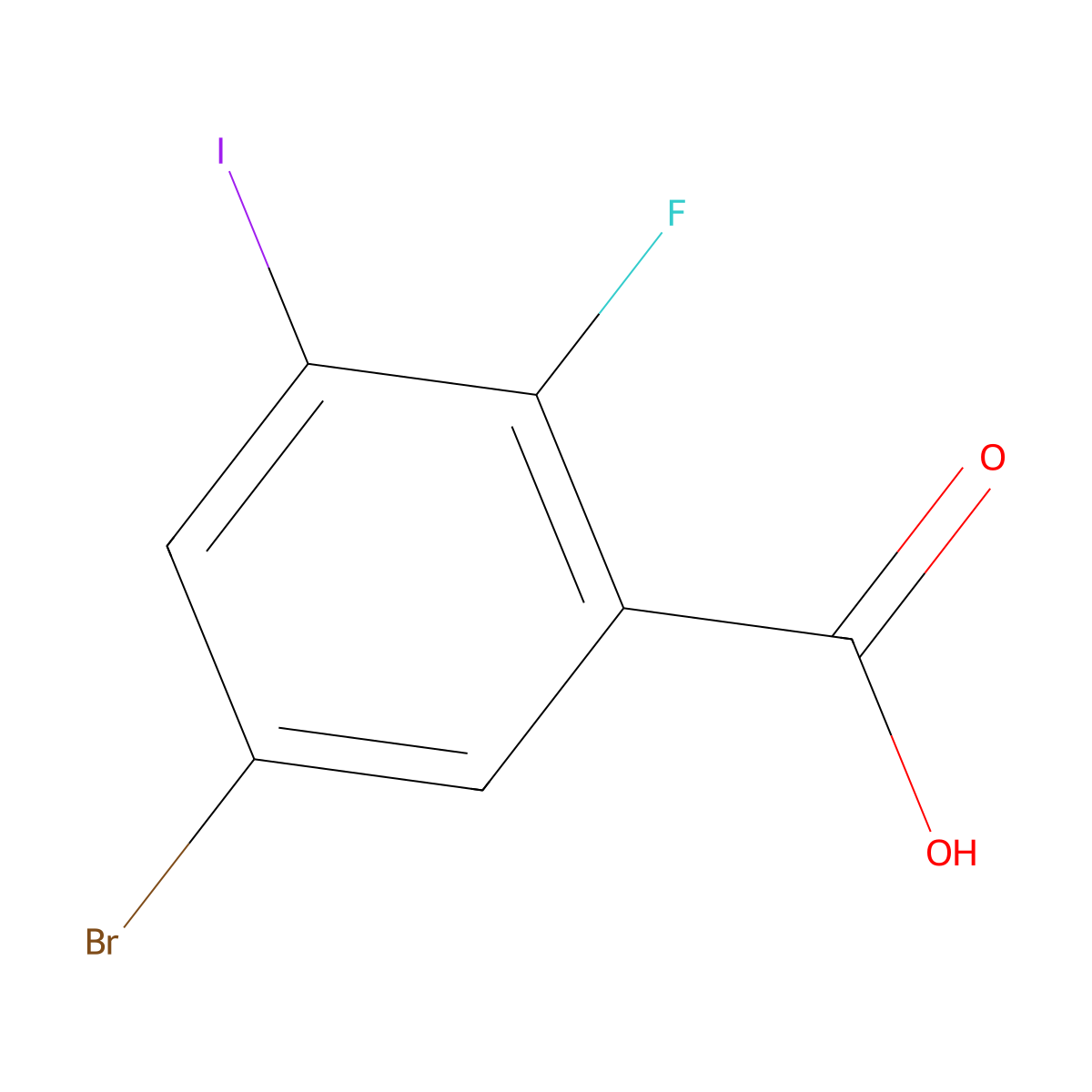 5-Bromo-2-fluoro-3-iodobenzoic acid molecular structure, CAS 1517342-25-4