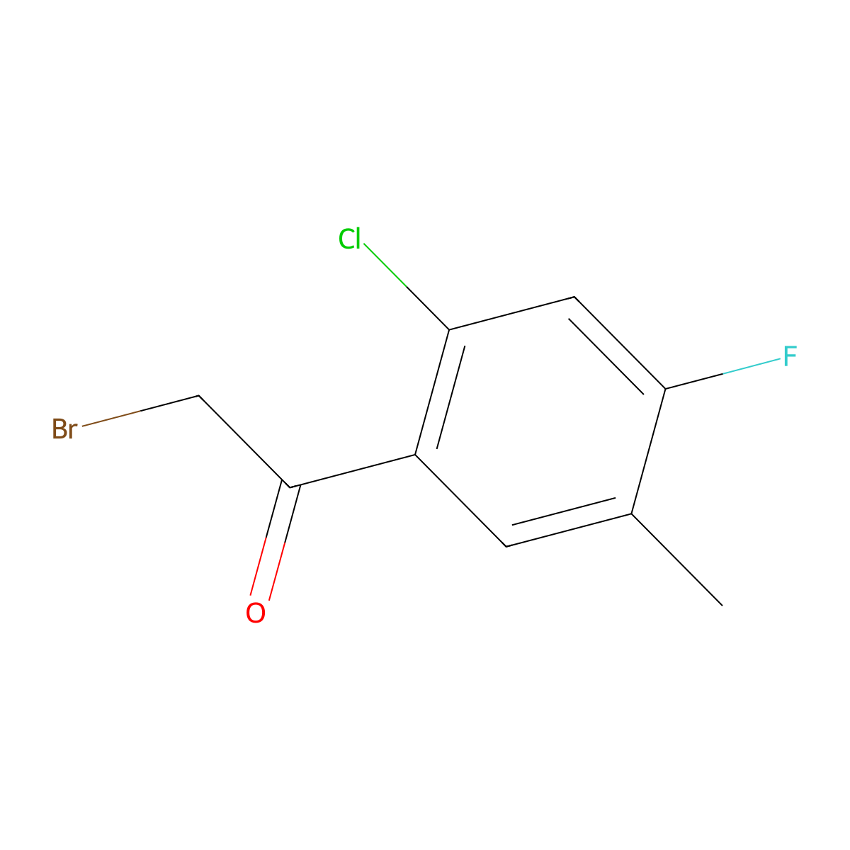 2'-Chloro-4'-fluoro-5'-methylphenacyl bromide molecular structure, CAS 1517361-07-7