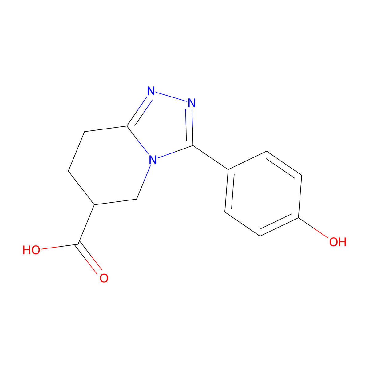 3-(4-hydroxyphenyl)-5H,6H,7H,8H-[1,2,4]triazolo[4,3-a]pyridine-6-carboxylic acid molecular structure, CAS 1517390-24-7