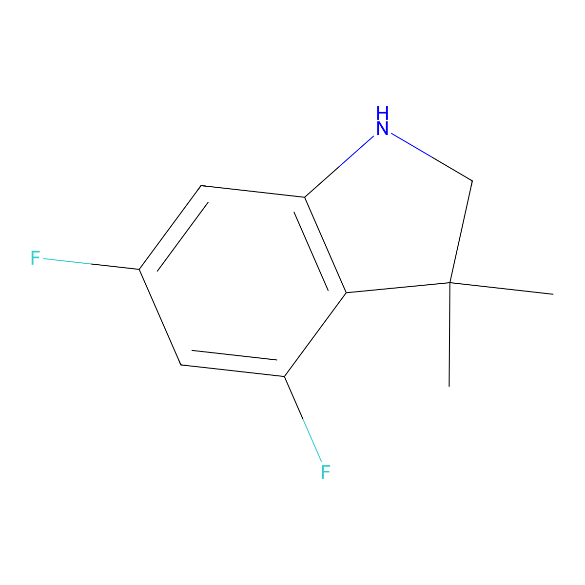 4,6-difluoro-3,3-dimethyl-2,3-dihydro-1H-indole molecular structure, CAS 1517414-22-0