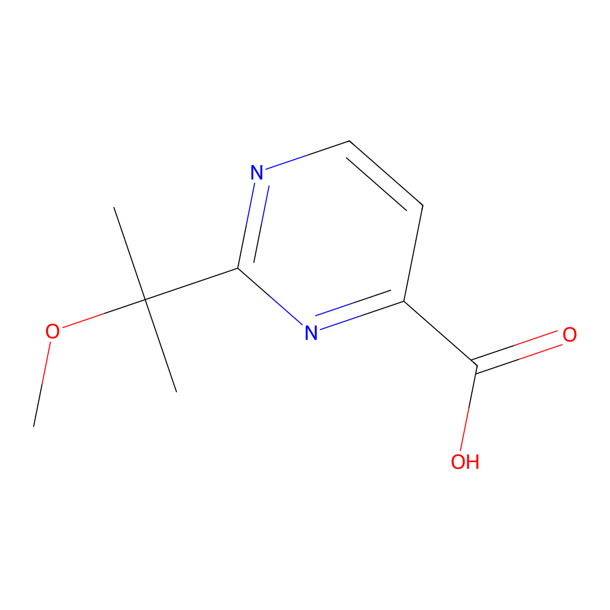 2-(2-Methoxypropan-2-yl)pyrimidine-4-carboxylic acid molecular structure, CAS 1517430-38-4