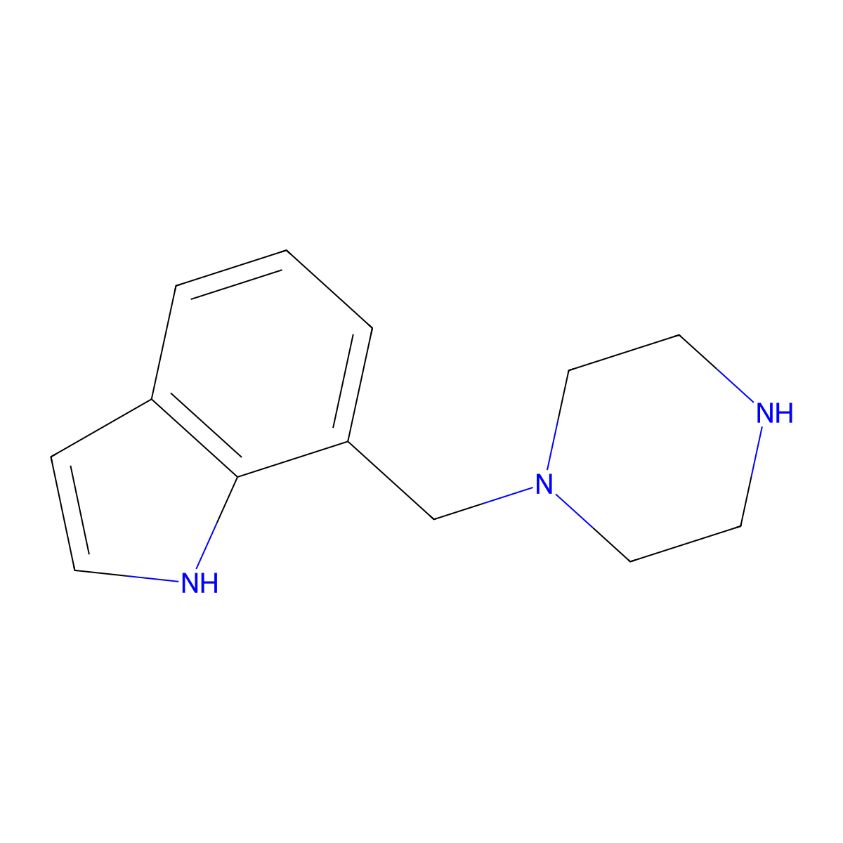 7-(piperazin-1-ylmethyl)-1H-indole molecular structure, CAS 1517434-47-7