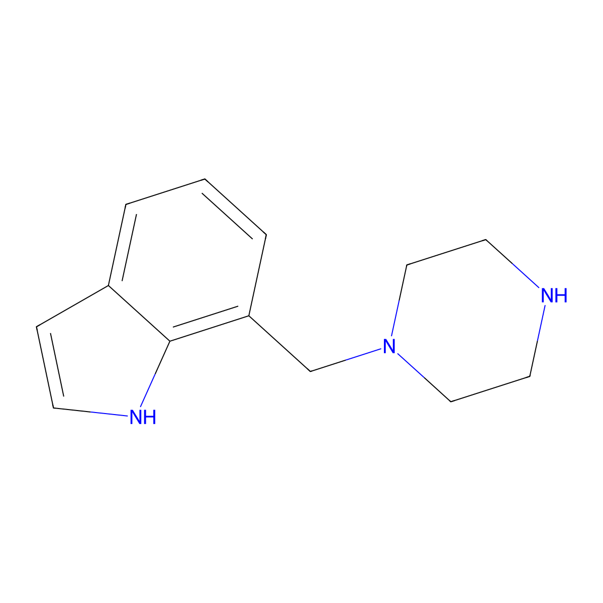 7-(piperazin-1-ylmethyl)-1H-indole molecular structure, CAS 1517434-47-7