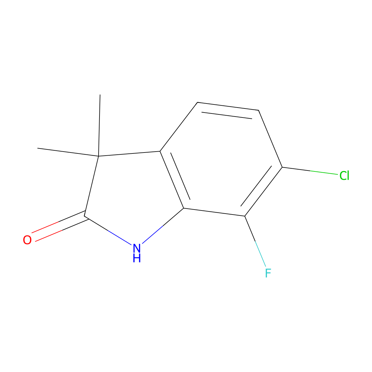 6-chloro-7-fluoro-3,3-dimethyl-2,3-dihydro-1H-indol-2-one molecular structure, CAS 1517438-45-7