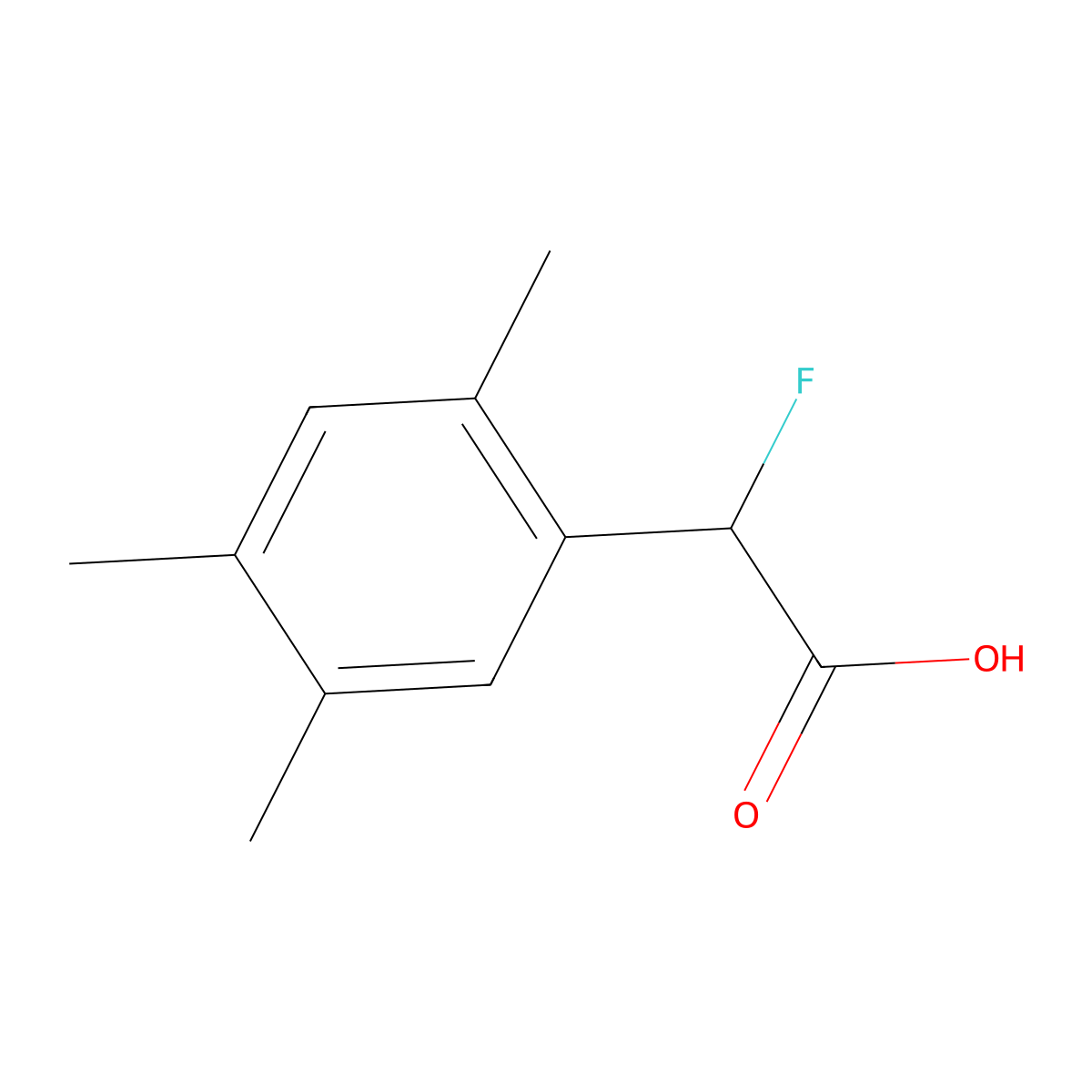 2-Fluoro-2-(2,4,5-trimethylphenyl)acetic acid molecular structure, CAS 1517439-70-1