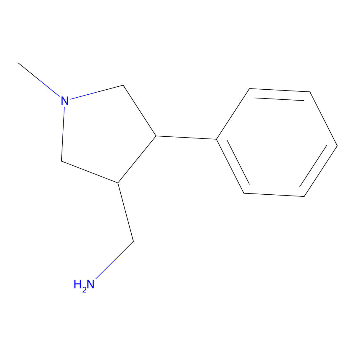 (1-Methyl-4-phenylpyrrolidin-3-yl)methanamine molecular structure, CAS 1517441-48-3