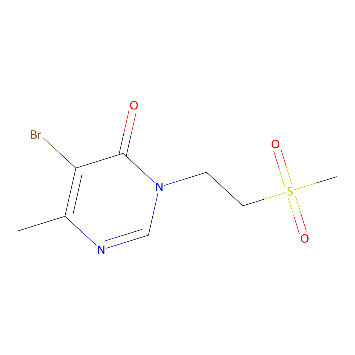 5-Bromo-3-(2-methanesulfonylethyl)-6-methyl-3,4-dihydropyrimidin-4-one molecular structure, CAS 1517442-26-0