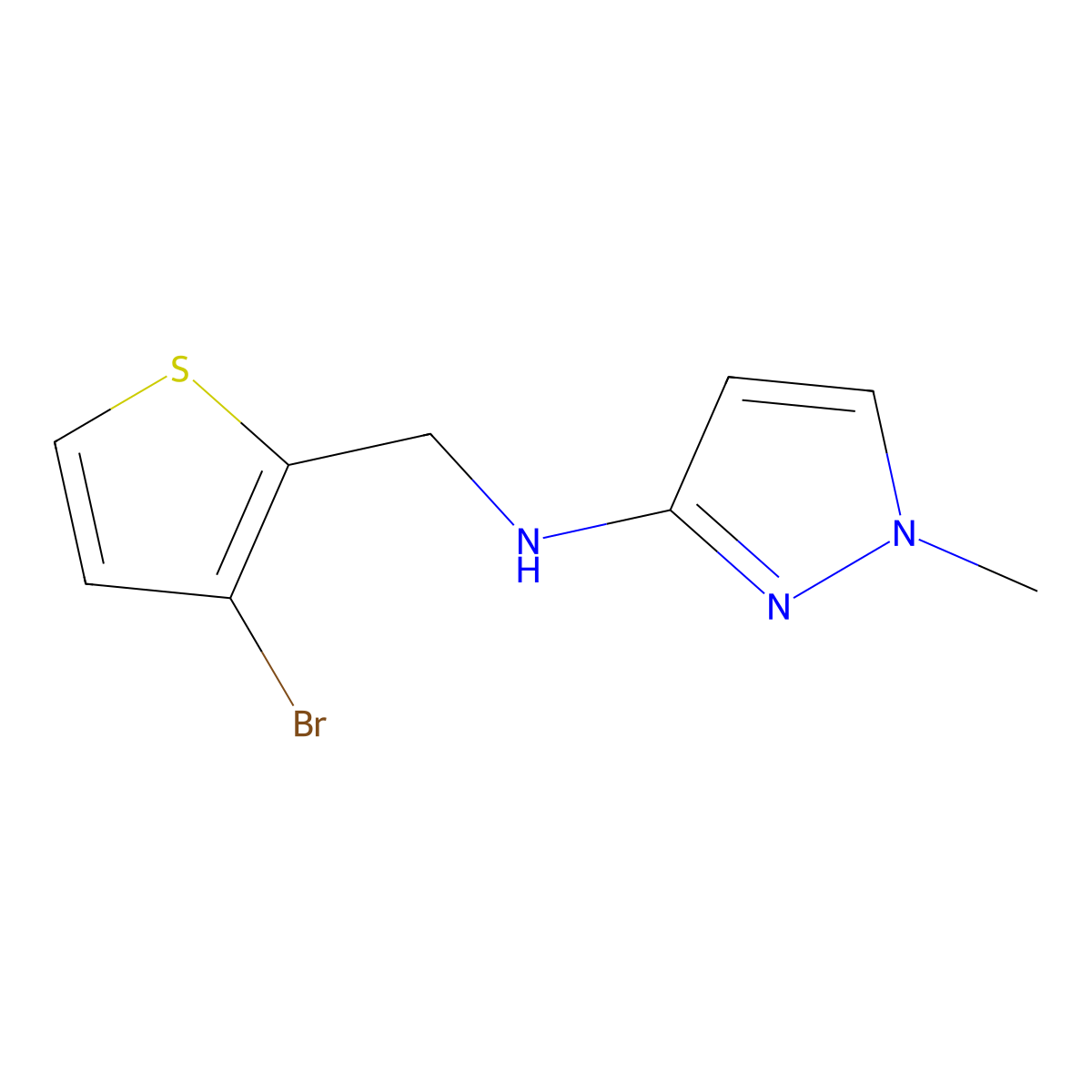 N-[(3-bromothiophen-2-yl)methyl]-1-methyl-1H-pyrazol-3-amine molecular structure, CAS 1517462-74-6