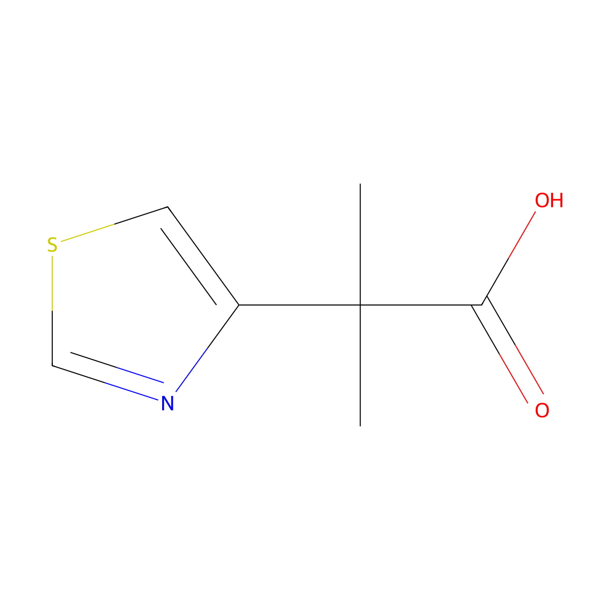 2-Methyl-2-(1,3-thiazol-4-yl)propanoic acid molecular structure, CAS 1517473-55-0