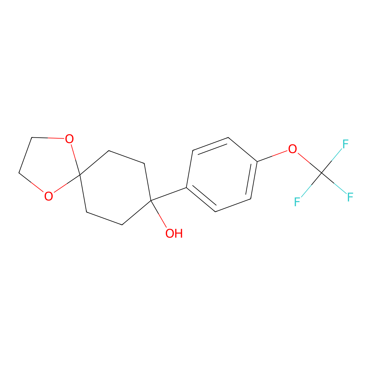 8-(4-(Trifluoromethoxy)phenyl)-1,4-dioxaspiro[4.5]decan-8-ol molecular structure, CAS 151749-96-1