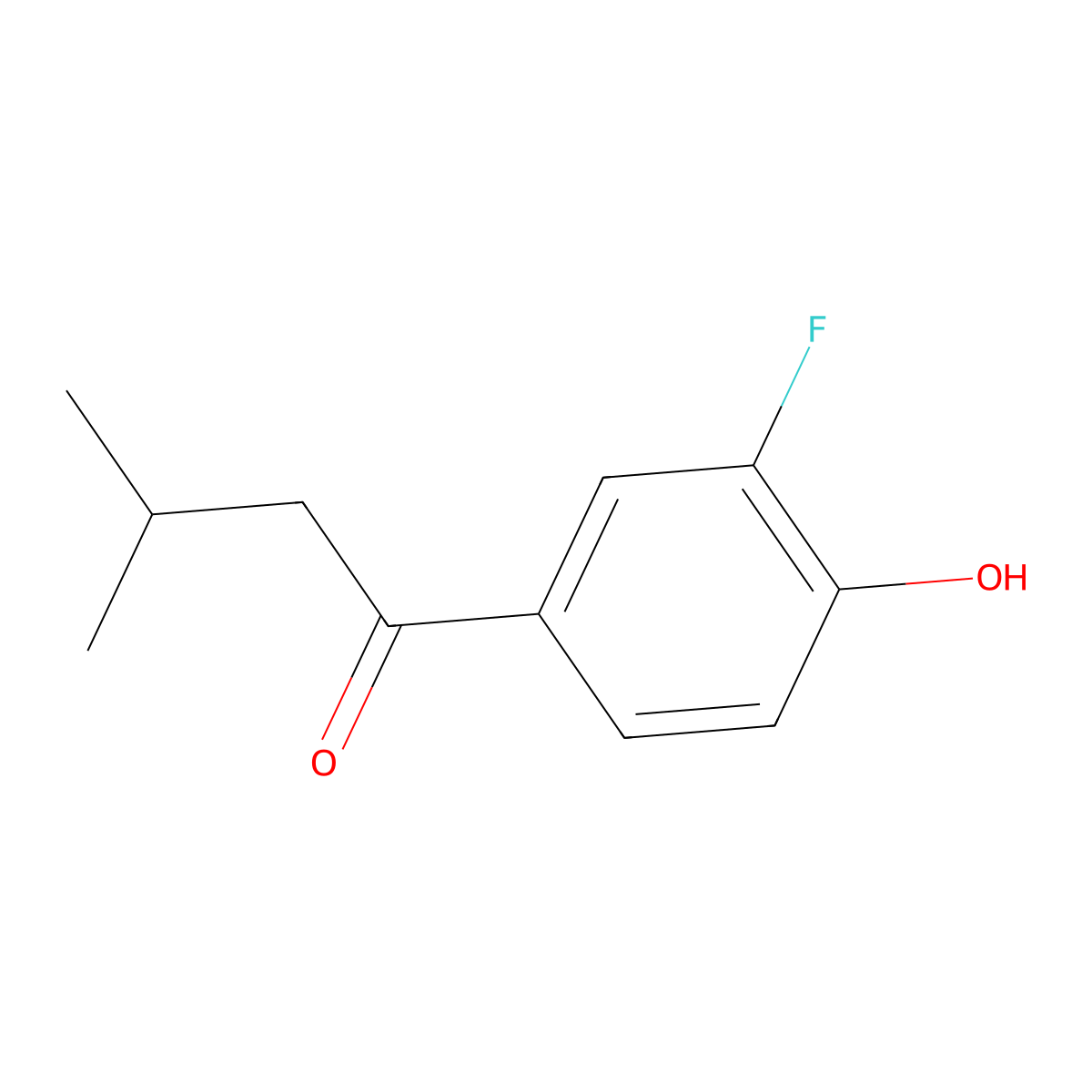 1-(3-Fluoro-4-hydroxyphenyl)-3-methylbutan-1-one molecular structure, CAS 1517493-07-0